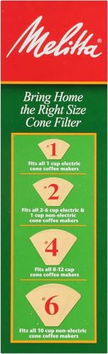 Melitta #4 Unbleached Coffee Filters - 100 Count Natural Brown