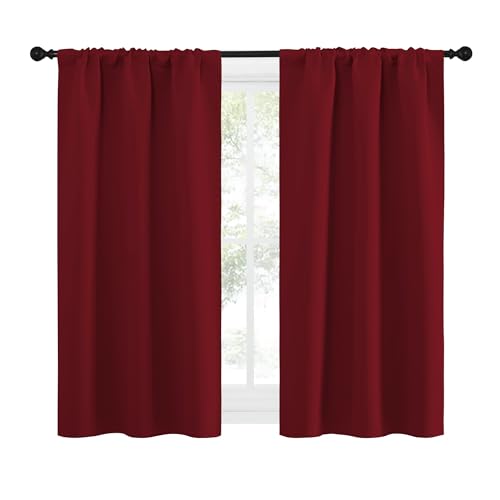 NICETOWN 50-Inch Burgundy Red Blackout Curtains (Set of 2) - 29"W x 50"L