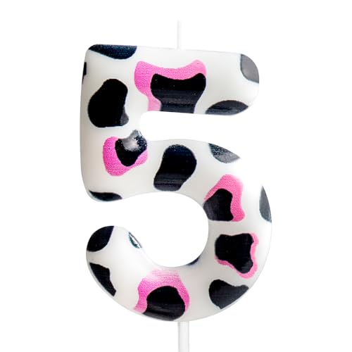 Cow Theme 5th Birthday Candle - Eco-Friendly, Long Lasting Design