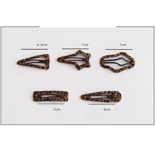 2 Pcs Brown Cheetah Hair Clips Geometric Metal Side Hair Barrettes