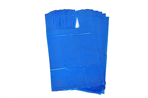 AlfaEx 100 Blue Vest Plastic Carrier Bags - 11" x 17" x 21" Strong Reusable