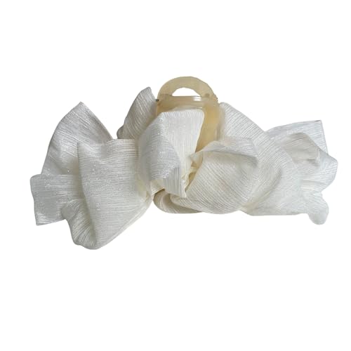 CUTEZING Silky Satin Hair Bow Claw Clip with Tassels Large White Hair Bow