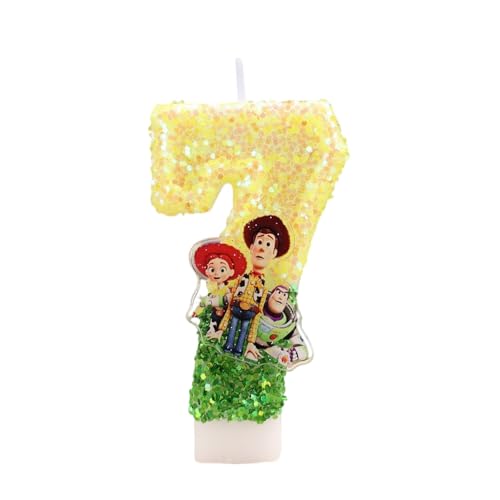 Cartoon Birthday Number 7 Candle - Toy Theme Cake Decoration
