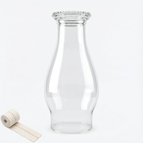 Lumpro 3-Inch Base Clear Glass Oil Lamp Chimney Replacement Shade