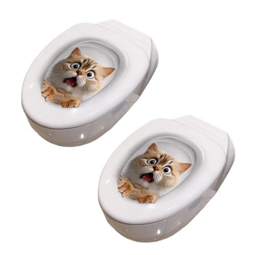 3D Kitten Toilet Lid and Tank Cover Decal Stickers Set of 2