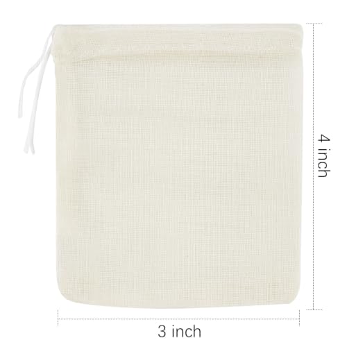 TUZAZO 50 Pcs Reusable Cotton Muslin Bags - 3x4 Inch Tea & Spice Sachets