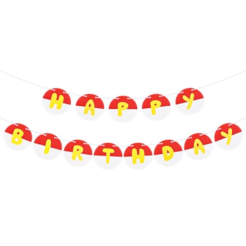 Happy Birthday Banner - Red & White Anime Theme Garland