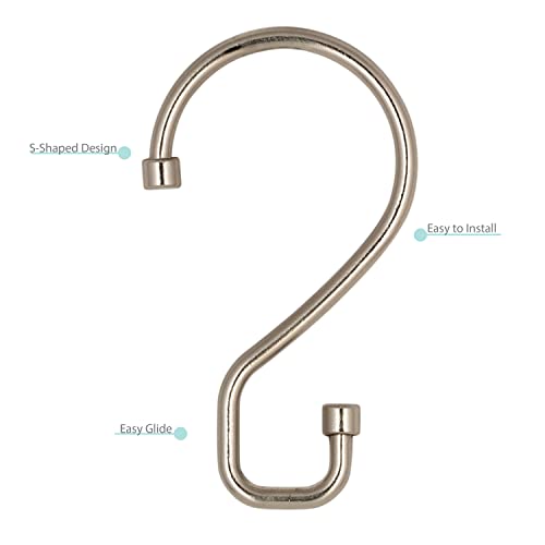 Bath Bliss S-Hook Shower Curtain Rings - 12 Pack, Satin Finish