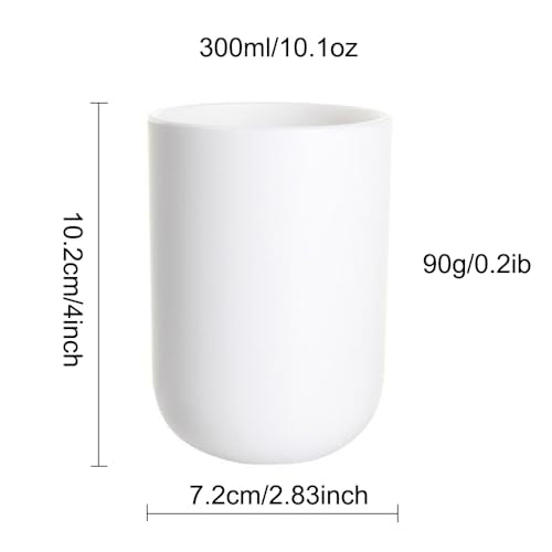 RabyLeo Solid Color Toothbrush Holder Cup - 10 oz (White)