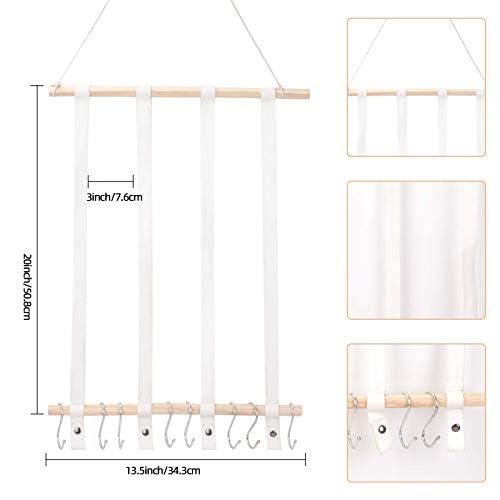 OAOLEER Hair Bow Holder Organizer for Girls - White with 8 Hooks
