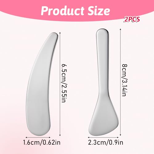 JJUNW 2Pcs Stainless Steel Cosmetic Spatula Mini Makeup Spoon Set