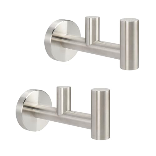 NearMoon Stainless Steel Double Towel Hook - Wall Mounted 2 Pack