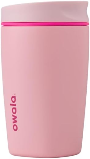 Owala SmoothSip Coffee Tumbler - Insulated Stainless Steel, BPA-Free, 12 oz, Pink (Pucker Up) | Reusable Travel Mug