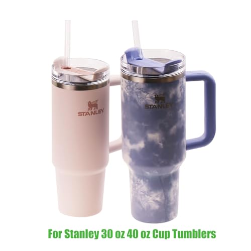 10 Packs (8 Pcs for Stanley Straw with 2Pcs Cleaning Brush) for Clear Stanley Straws, For Stanley 14 oz 20 oz 30 oz 40 oz FlowState Tumblers, Plastic Straws For Stanley Quencher Tumbler