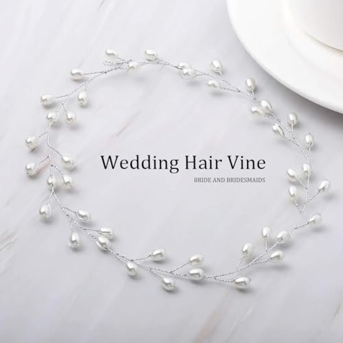 Pearl Bridal Headband Floral Wedding Hair Piece for Brides and Bridesmaids