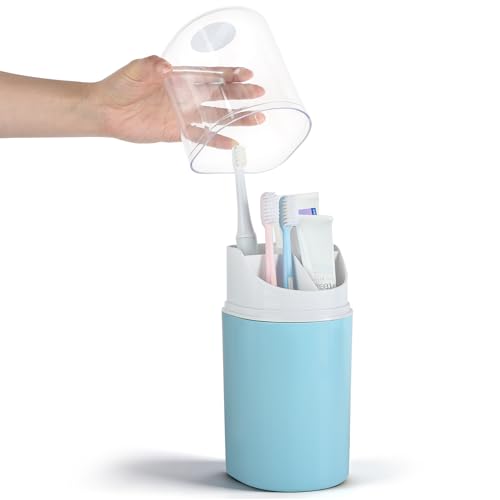 Wall-Mounted Toothbrush Organizer with Cover - 4 Slots