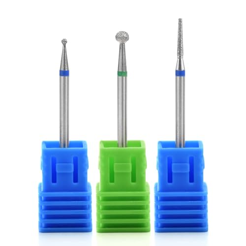 Siyuwuro 3Pcs Cuticle Nail Drill Bit Set 3/32 Inch Tungsten Steel Ball and Needle Bits for Electric Nail File