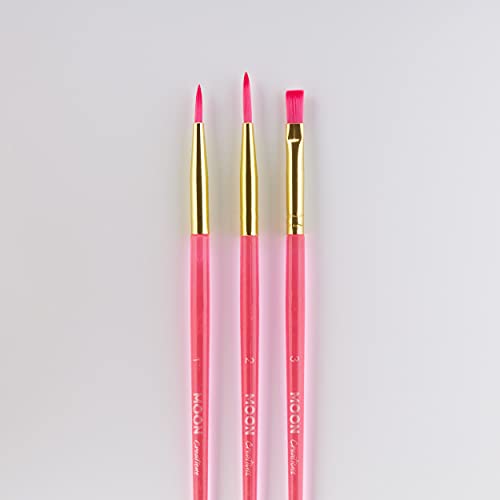 Moon Creations Face Paint Brushes - Pink Brush Set for Kids & Adults