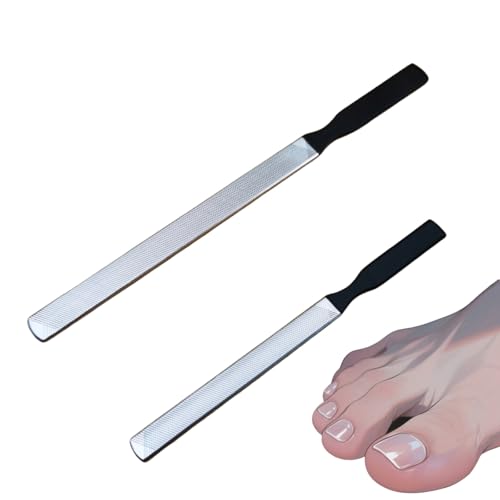 TIKIYOUN Stainless Steel Nail Files Set - 2 Pcs Heavy Duty Metal Files for Thick Nails, Toenails & Fingernails with Ergonomic Non-Slip Grip