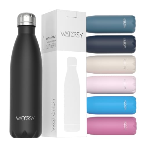 WATERSY Black Stainless Steel Insulated Water Bottle 17oz