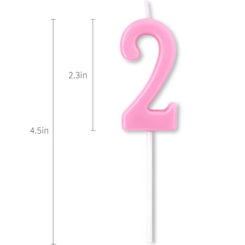 Pink Number 2 Birthday Candle for Cake Decorating