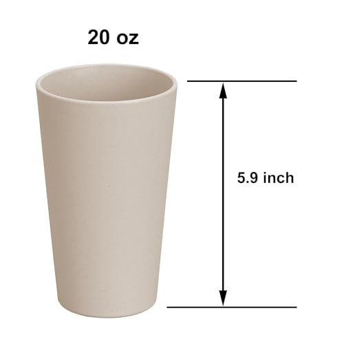 20 oz Wheat Straw Cups - Unbreakable & Eco-Friendly Set of 5 - BPA Free
