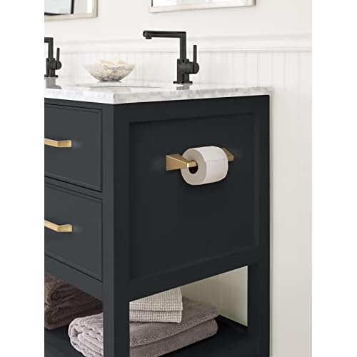 Amerock BH36001CZ | Champagne Bronze Pivoting Double Post Toilet Paper Holder | 9-5/16 in. (237 mm) Toilet Tissue Holder | Blackrock | Bath Tissue Holder | Bathroom Hardware | Bath Accessories
