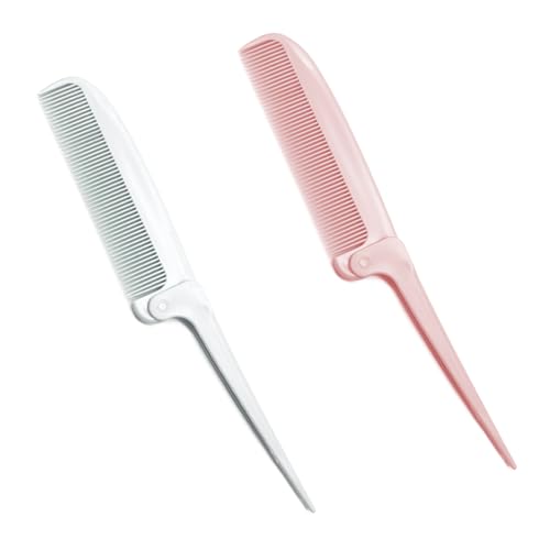 ETCAR 2-Pack Hair Parting & Rat Tail Combs Set with Foldable Design