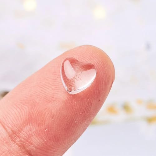 Clear Heart Nail Art Charms - 250pcs 3D Mixed Size Resin Rhinestones