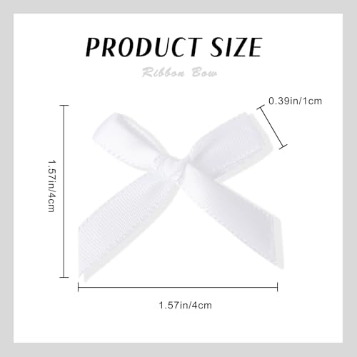 White Satin Ribbon Bows for Gift Wrapping and Crafts - 4x4cm, 50Pcs - Variation: White