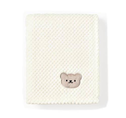 CREVENT 30x40in Baby Blanket Pink Bearhead - Cozy Fluffy Infant Bedding