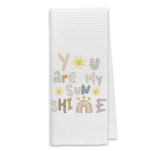 Dibor Boho Rainbow Kitchen Towels - 16x24 Inch, Absorbent & Durable