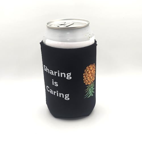 Sharing Is Caring Upside Down Pineapple Can Sleeve – 12 oz Neoprene Drink Cooler