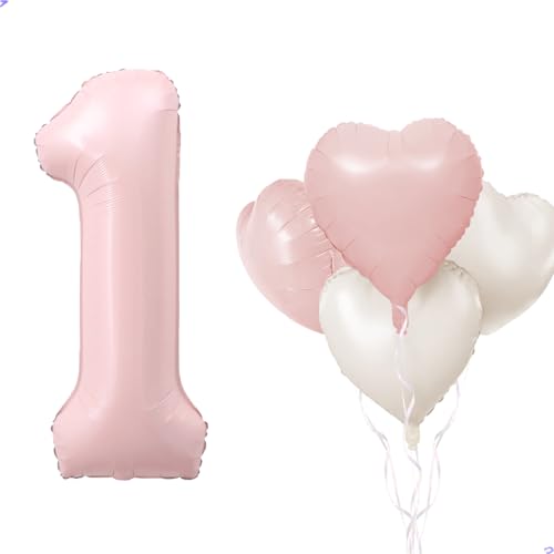 40 Inch Dusty Pink Number 1 Balloon for Girls' Birthday Party