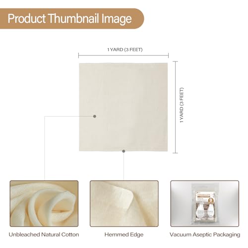eFond Grade 100 Cheesecloth - 9 Sq Ft Ultra Fine Cotton Strainer