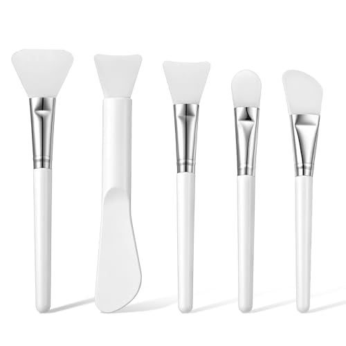 5-Piece Silicone Face Mask Brush Set - Soft Facial Mud & Lotion Applicator Tools