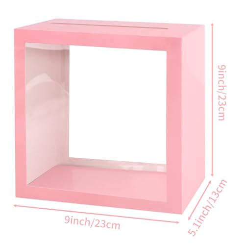 Abilat Pink Card Box with Clear Window for Wedding Reception and Parties