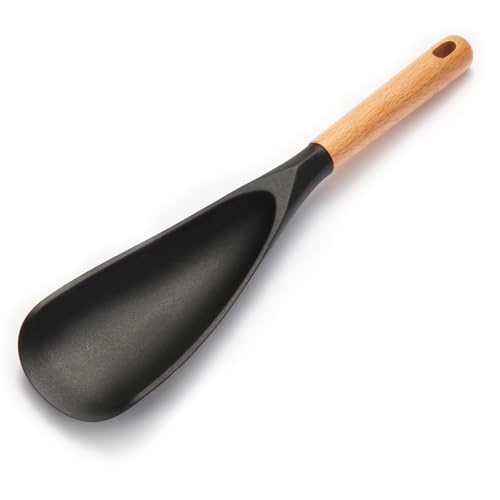 Silicone Cooking Spoon with Wooden Handle - Heat-Resistant Spatula