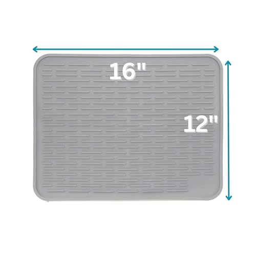 LISH Large Silicone Dish Drying Mat 16" x 12" - Slate Grey