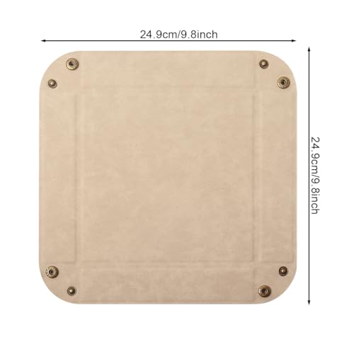 WAYIFON PU Leather Valet Tray - Foldable Desktop Catchall in Apricot