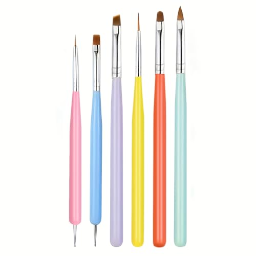 6-Piece Professional Nail Art Brush Set and Dotting Tool Kit