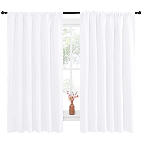 NICETOWN White Blackout Curtains - 70"W x 63"L Rod Pocket Panels (Set of 2)