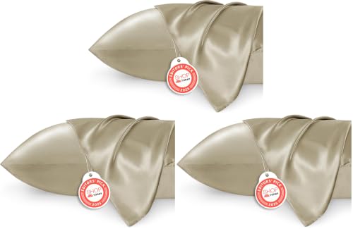 Bedsure Satin Pillowcases Queen Size Set of 6 - Khaki 20x30 Inches
