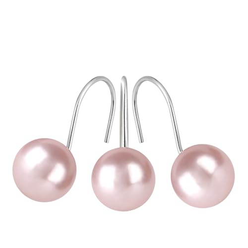 Pink Pearl Shower Curtain Hooks 12PCS Stainless Steel Anti-Rust Bathroom Decor