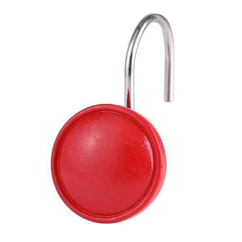 Twofishes Red Round Shower Curtain Hooks - Decorative Resin Set of 12