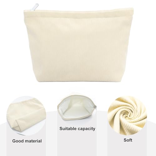 Corduroy Large Capacity Makeup Bag Travel Cosmetic Pouch Organizer