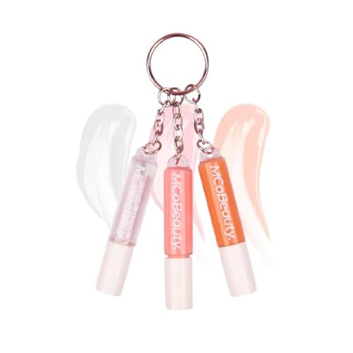 MCoBeauty Lip Gloss Trio Keychain Set - 3 Mini High Shine Hydrating Shades