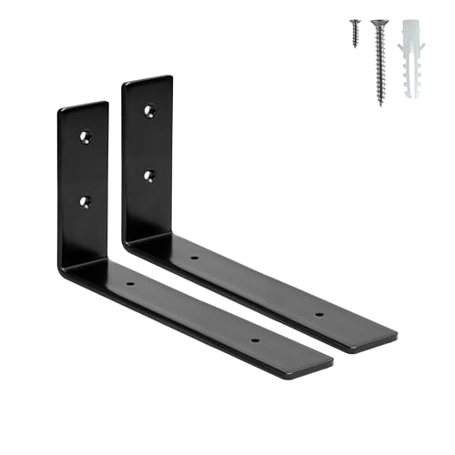 HEART ART 8 Inch Shelf Bracket - Stainless Steel L Brackets (2 Pack)