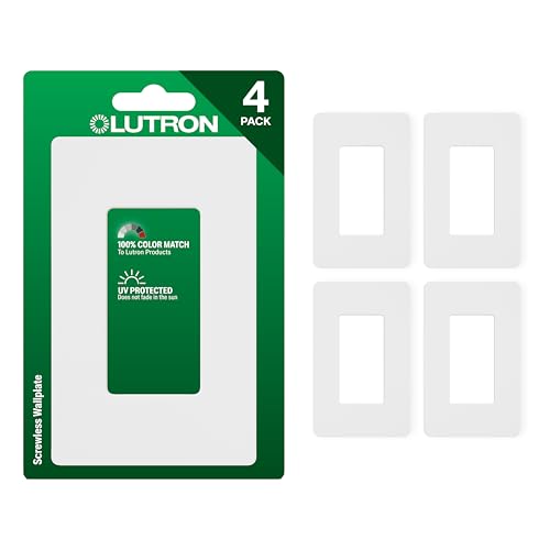 Lutron Claro Screwless Light Switch Cover Plate, White, 4 Pack