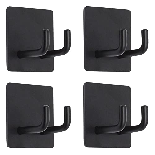 Yikla Black Shower Hooks 4 Pack Waterproof Stainless Steel Loofah Holder for Inside Shower